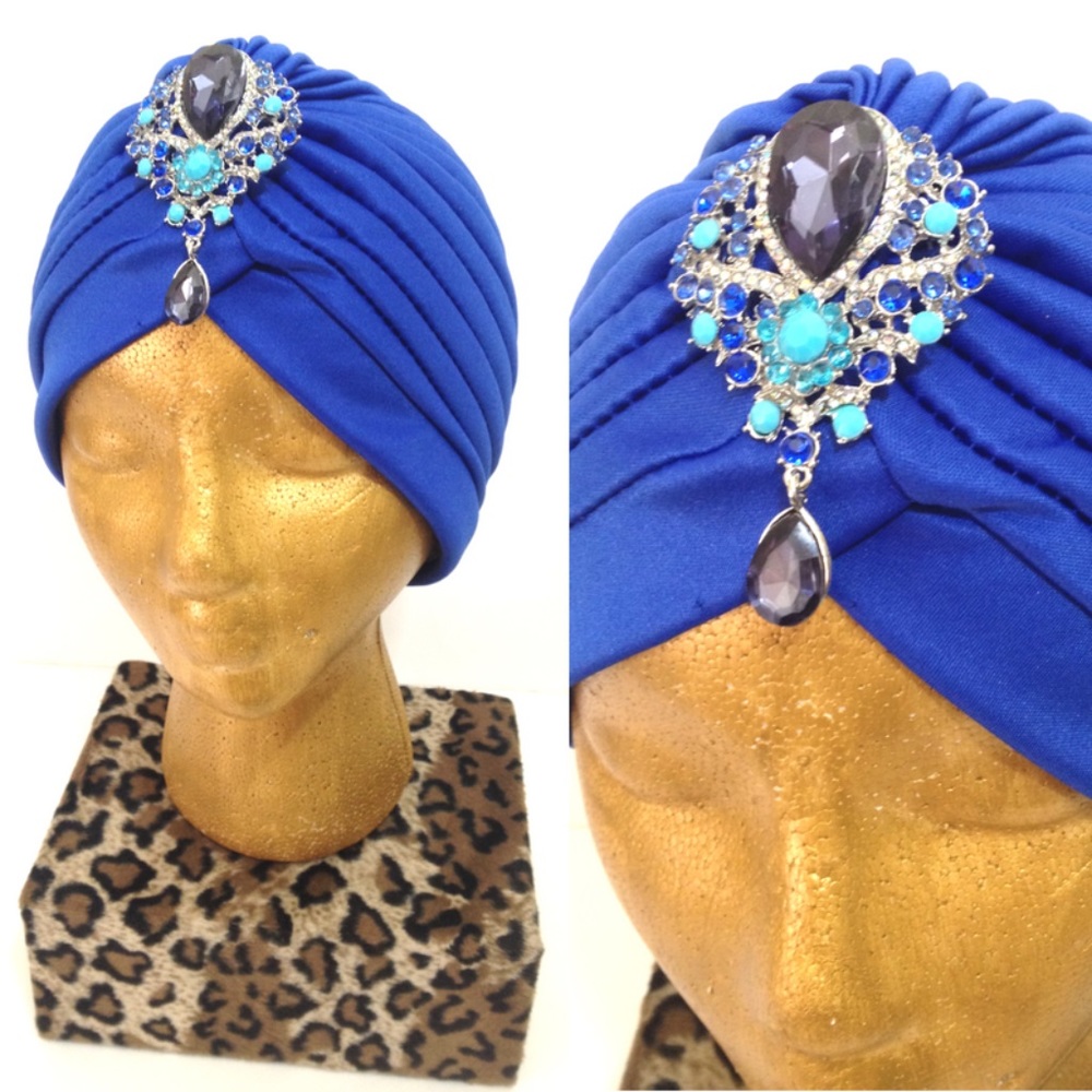 Blue Vintage Style Turban